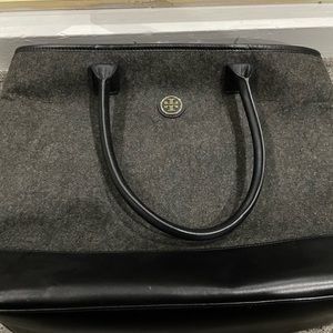 Tory Burch felt gray and black purse